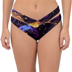 Nebula Starry Night Skies Abstract Art Double Strap Halter Bikini Bottom by CrypticFragmentsDesign