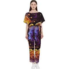 Nebula Starry Night Skies Abstract Art Batwing Lightweight Jumpsuit