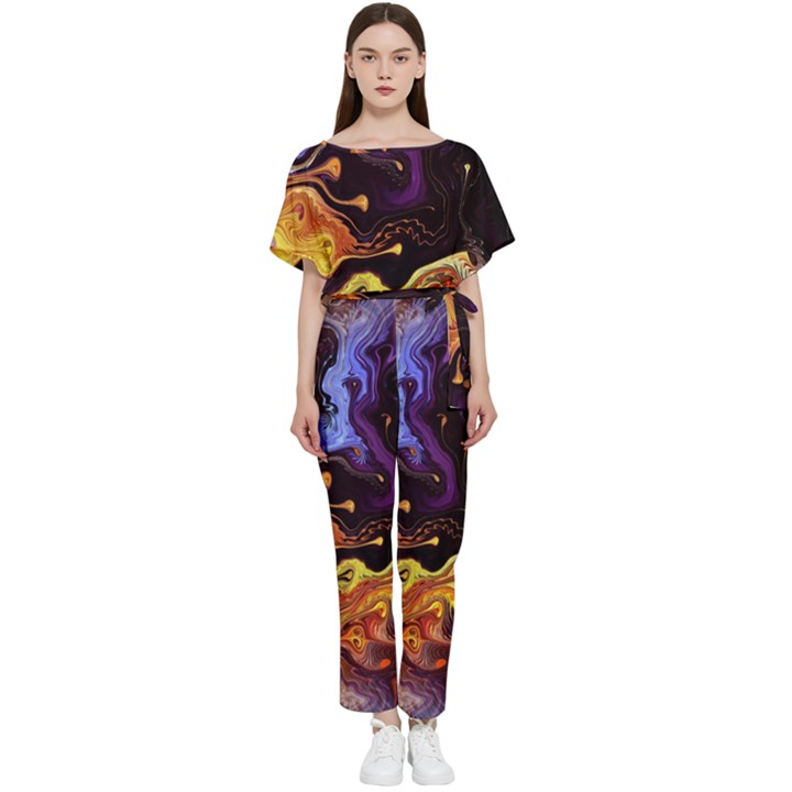 Nebula Starry Night Skies Abstract Art Batwing Lightweight Jumpsuit