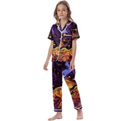 Nebula Starry Night Skies Abstract Art Kids  Satin Short Sleeve Pajamas Set by CrypticFragmentsDesign