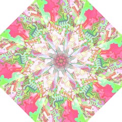 Boho Hippie Trippy Psychedelic Abstract Hot Pink Lime Green Golf Umbrellas by CrypticFragmentsDesign