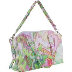 Boho Hippie Trippy Psychedelic Abstract Hot Pink Lime Green Canvas Crossbody Bag by CrypticFragmentsDesign