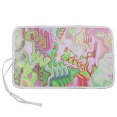 Boho Hippie Trippy Psychedelic Abstract Hot Pink Lime Green Pen Storage Case (l)