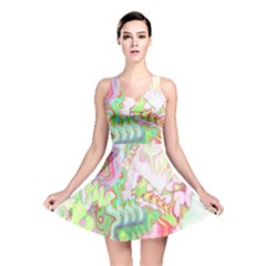 Boho Hippie Trippy Psychedelic Abstract Hot Pink Lime Green Reversible Skater Dress by CrypticFragmentsDesign