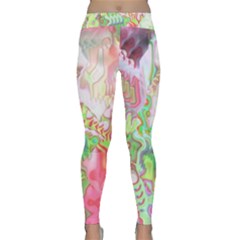 Boho Hippie Trippy Psychedelic Abstract Hot Pink Lime Green Classic Yoga Leggings by CrypticFragmentsDesign