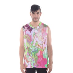 Boho Hippie Trippy Psychedelic Abstract Hot Pink Lime Green Men s Basketball Tank Top by CrypticFragmentsDesign