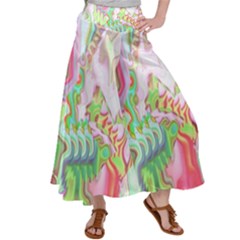 Boho Hippie Trippy Psychedelic Abstract Hot Pink Lime Green Satin Palazzo Pants by CrypticFragmentsDesign