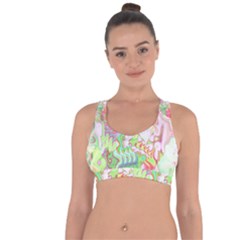 Boho Hippie Trippy Psychedelic Abstract Hot Pink Lime Green Cross String Back Sports Bra by CrypticFragmentsDesign