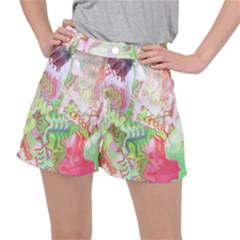 Boho Hippie Trippy Psychedelic Abstract Hot Pink Lime Green Ripstop Shorts by CrypticFragmentsDesign