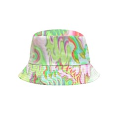 Boho Hippie Trippy Psychedelic Abstract Hot Pink Lime Green Bucket Hat (kids) by CrypticFragmentsDesign