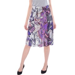 Blooming Lilacs Spring Garden Abstract Midi Beach Skirt by CrypticFragmentsDesign