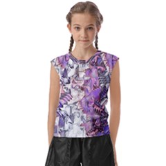 Blooming Lilacs Spring Garden Abstract Kids  Raglan Cap Sleeve Tee