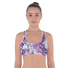 Blooming Lilacs Spring Garden Abstract Cross Back Sports Bra by CrypticFragmentsDesign