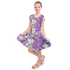 Blooming Lilacs Spring Garden Abstract Kids  Short Sleeve Dress by CrypticFragmentsDesign