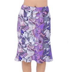 Blooming Lilacs Spring Garden Abstract Short Mermaid Skirt by CrypticFragmentsDesign