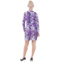 Blooming Lilacs Spring Garden Abstract Button Long Sleeve Dress View2