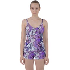 Blooming Lilacs Spring Garden Abstract Tie Front Two Piece Tankini by CrypticFragmentsDesign