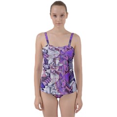 Blooming Lilacs Spring Garden Abstract Twist Front Tankini Set by CrypticFragmentsDesign