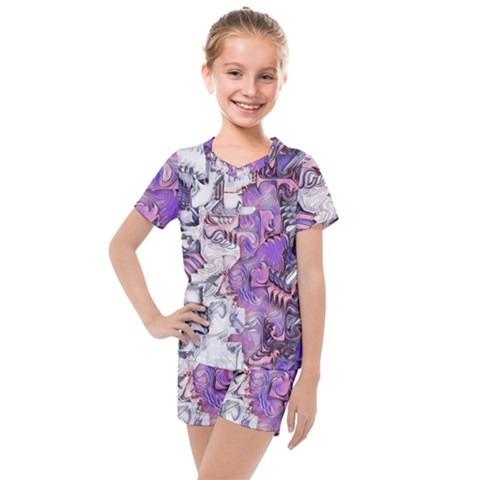 Blooming Lilacs Spring Garden Abstract Kids  Mesh Tee And Shorts Set by CrypticFragmentsDesign