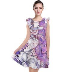 Blooming Lilacs Spring Garden Abstract Tie Up Tunic Dress by CrypticFragmentsDesign