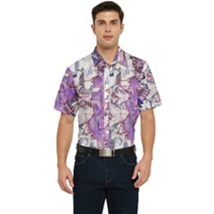 Blooming Lilacs Spring Garden Abstract Men s Short Sleeve Pocket Shirt 