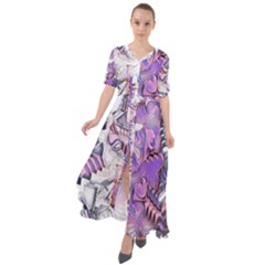 Blooming Lilacs Spring Garden Abstract Waist Tie Boho Maxi Dress