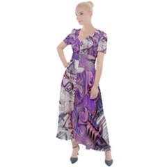 Blooming Lilacs Spring Garden Abstract Button Up Short Sleeve Maxi Dress by CrypticFragmentsDesign