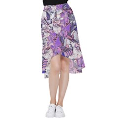 Blooming Lilacs Spring Garden Abstract Frill Hi Low Chiffon Skirt