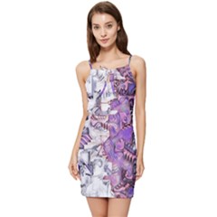 Blooming Lilacs Spring Garden Abstract Summer Tie Front Dress by CrypticFragmentsDesign