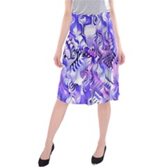 Weeping Wisteria Fantasy Gardens Pastel Abstract Midi Beach Skirt by CrypticFragmentsDesign