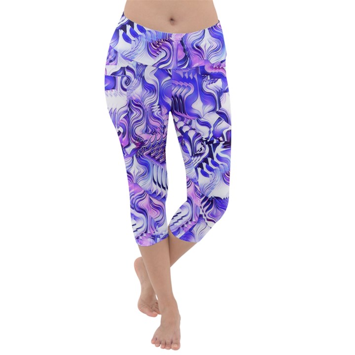 Weeping Wisteria Fantasy Gardens Pastel Abstract Lightweight Velour Capri Yoga Leggings