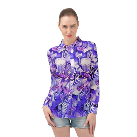 Weeping Wisteria Fantasy Gardens Pastel Abstract Long Sleeve Chiffon Shirt by CrypticFragmentsDesign