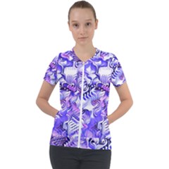 Weeping Wisteria Fantasy Gardens Pastel Abstract Short Sleeve Zip Up Jacket by CrypticFragmentsDesign