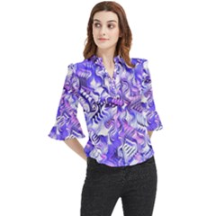 Weeping Wisteria Fantasy Gardens Pastel Abstract Loose Horn Sleeve Chiffon Blouse