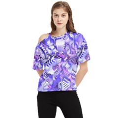 Weeping Wisteria Fantasy Gardens Pastel Abstract One Shoulder Cut Out Tee by CrypticFragmentsDesign