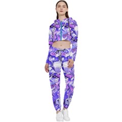 Weeping Wisteria Fantasy Gardens Pastel Abstract Cropped Zip Up Lounge Set