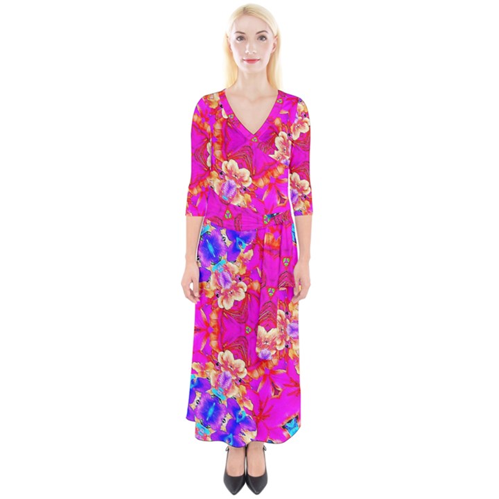 Newdesign Quarter Sleeve Wrap Maxi Dress