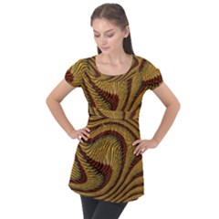 Golden Sands Puff Sleeve Tunic Top by LW41021