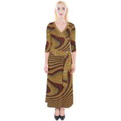 Golden Sands Quarter Sleeve Wrap Maxi Dress by LW41021