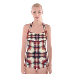 Royal Plaid  Boyleg Halter Swimsuit  by LW41021