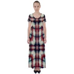 Royal Plaid  High Waist Short Sleeve Maxi Dress by LW41021