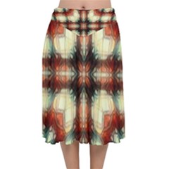 Royal Plaid  Velvet Flared Midi Skirt by LW41021