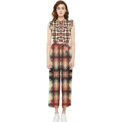 Royal Plaid  Women s Frill Top Jumpsuit