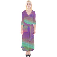 Color Winds Quarter Sleeve Wrap Maxi Dress by LW41021