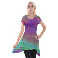 Color Winds Short Sleeve Side Drop Tunic