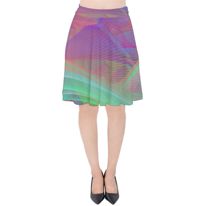 Color Winds Velvet High Waist Skirt