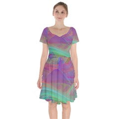 Color Winds Short Sleeve Bardot Dress by LW41021