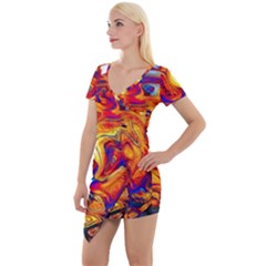 Sun & Water Short Sleeve Asymmetric Mini Dress by LW41021