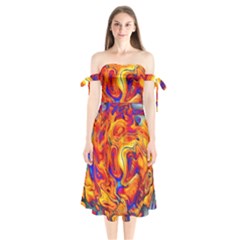 Sun & Water Shoulder Tie Bardot Midi Dress by LW41021