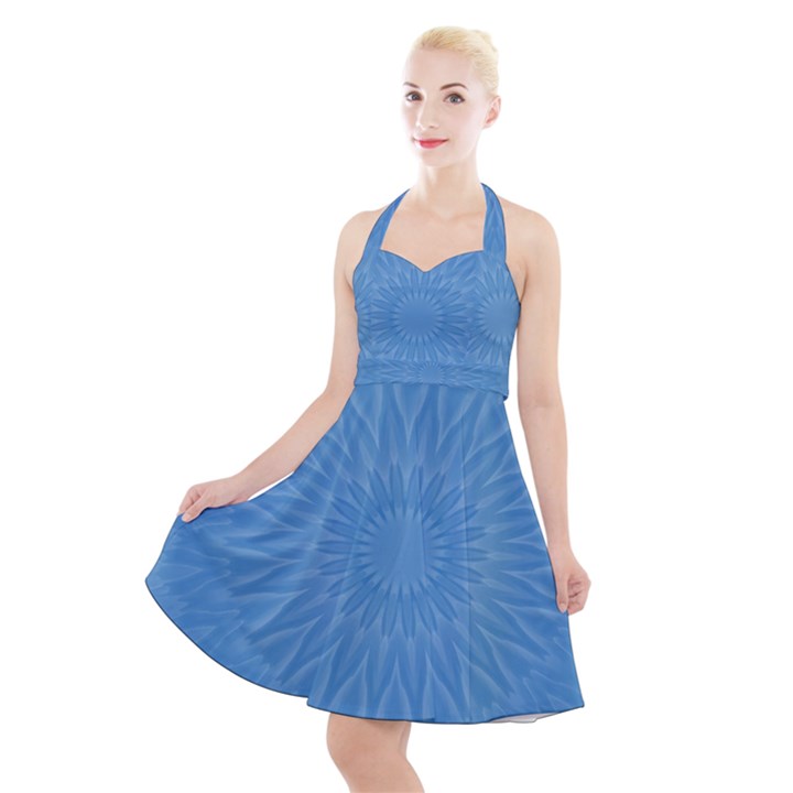 Blue Joy Halter Party Swing Dress 